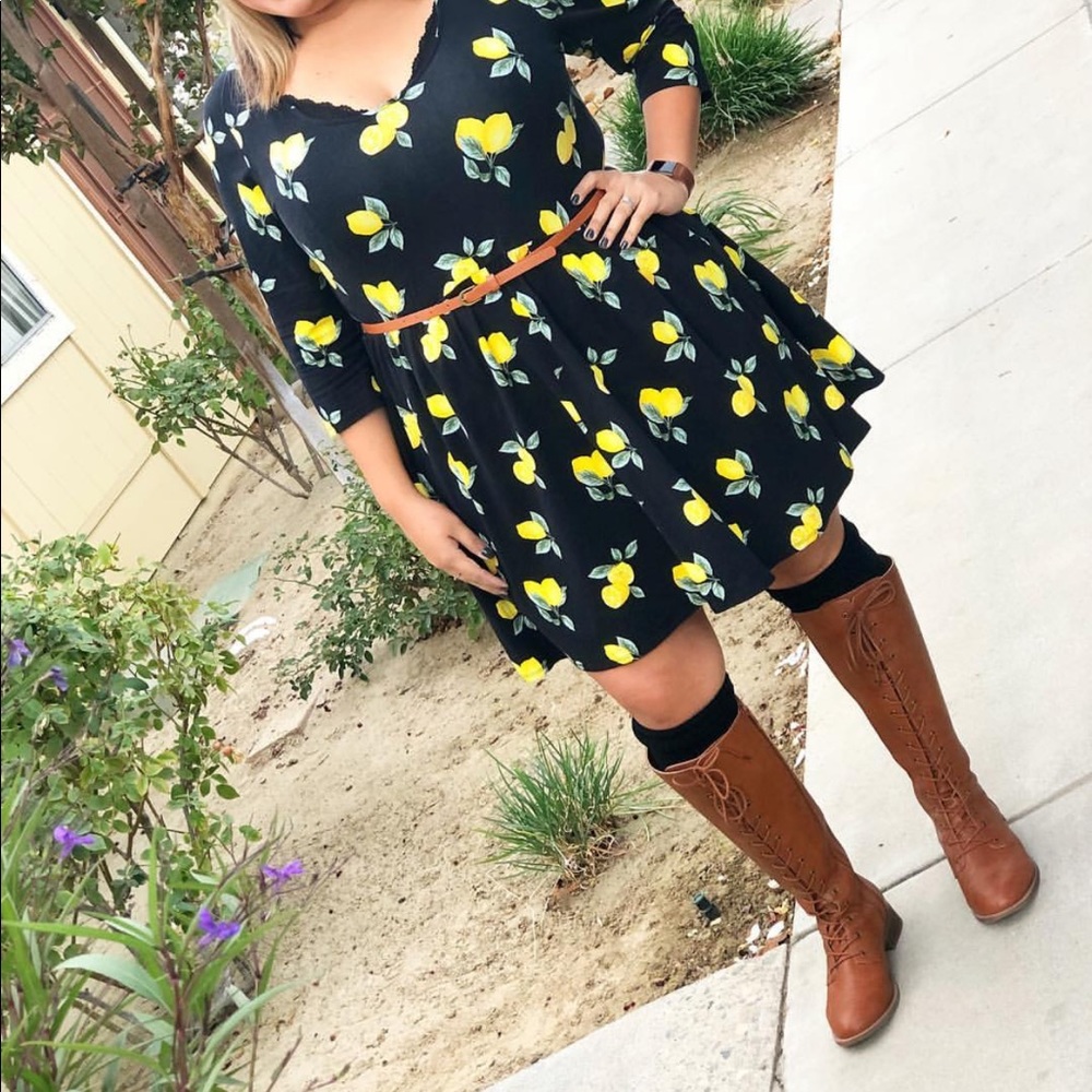 Lace up wide calf brown boots